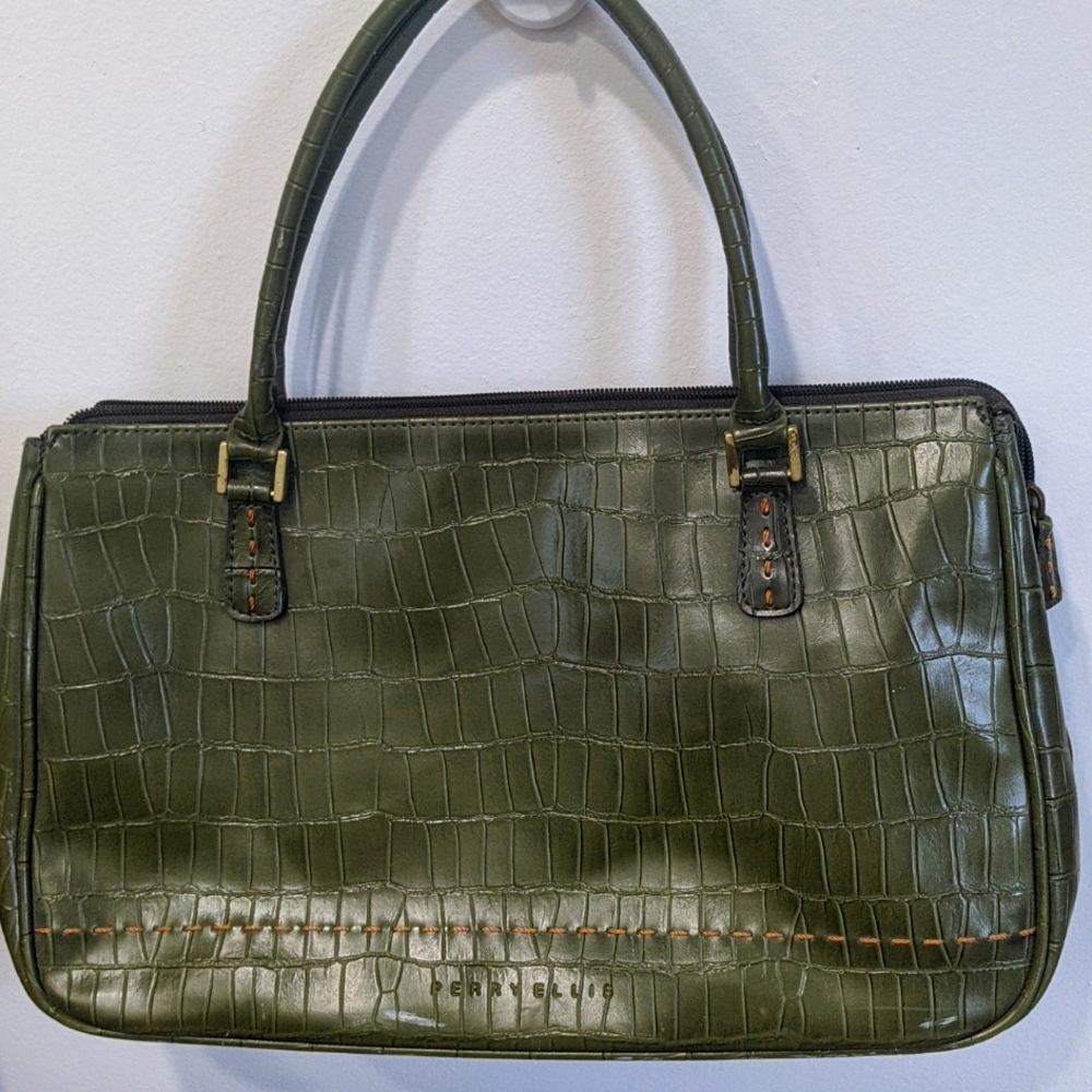 Perry Ellis Portfolio Satchel in Dark Olive Green **** FREE with BOGO ****